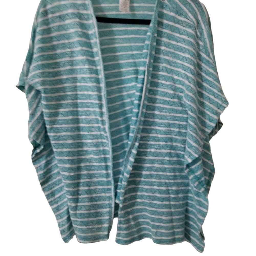 Time And Tru Womens Striped Open-Front Kimono Cardigan Size L/G (12-14) Ultra Aq
